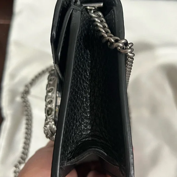 Gucci Black Leather Clutch with Silver Chain - Picture 7 of 8